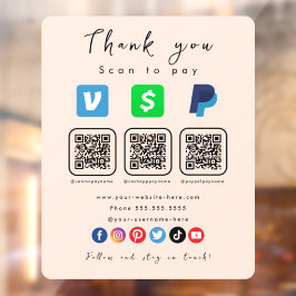 ソフトピーチ数々のQRコードPaypal Venmoキャッシュアプリ ウィンドウサイン