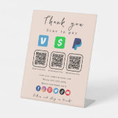 ソフトピーチ数々のQRコードPaypal Venmoキャッシュアプリ 台座サイン (正面)