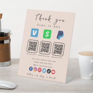 ソフトピーチ数々のQRコードPaypal Venmoキャッシュアプリ 台座サイン