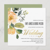 ソフトピーチ牡丹フローラバンチ水色結婚の 招待状 (正面/裏面)