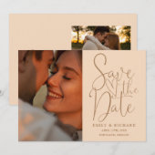 ソフトピーチ結婚の2枚フォトスクリプエレガントト セーブザデート (正面/裏面)