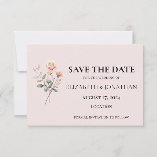 ソフトピーチ結婚式招待状日付カードの保存 (正面)