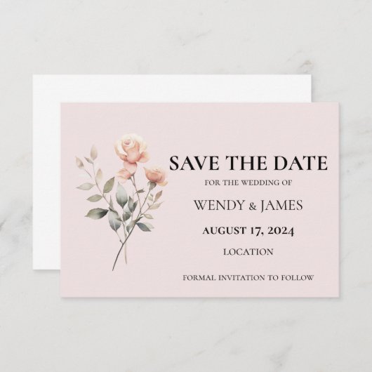 ソフトピーチ結婚式招待状日付カードの保存 (正面/裏面)