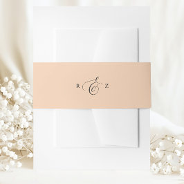 ソフトピーチ エレガント シンプル モノグラム ウェディング 招待状ベリーバンド