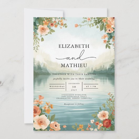 ソフトピーチ フローラル レイクサイド ウェディング 招待状 (正面)