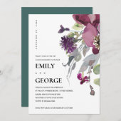 ソフトピープルパープル薄紫フローラカップルのシャワーカード サンキューカード (正面/裏面)