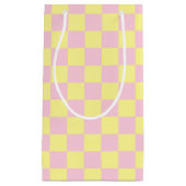 ソフトピ市松模様にックとイエロー スモールペーパーバッグ (正面)