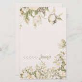 ソフトピ淡い色のックセージクリームボタニカルフローラ | 便箋 (正面/裏面)
