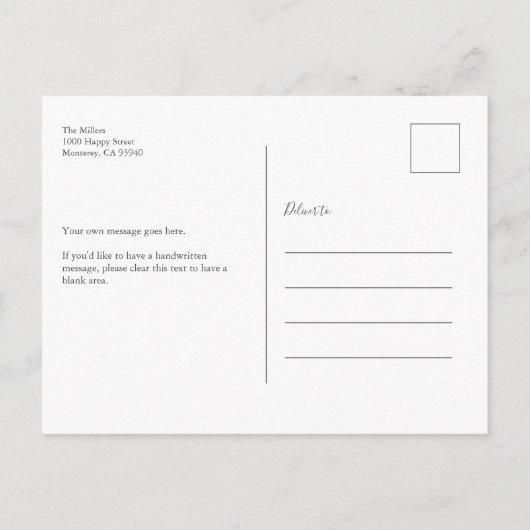 ソフトピ淡い色のンク誕生発表写真はがき 案内ポストカード (裏面)