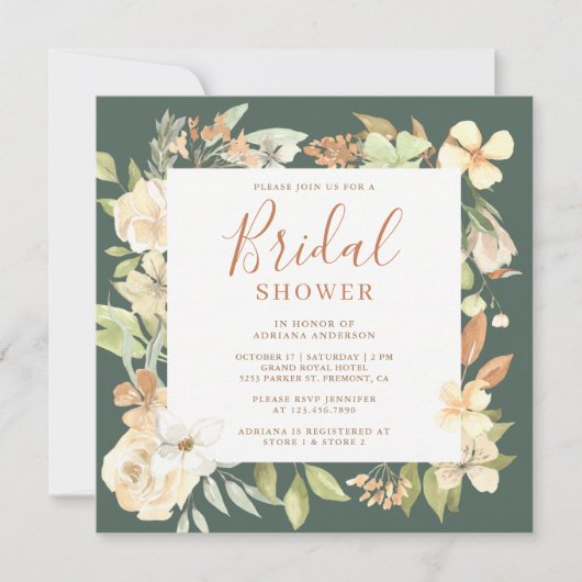 ソフトピ素朴ッ自然チフローラセージブライダルシャワー 招待状 (正面)