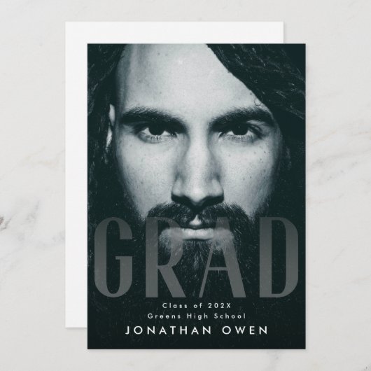 ソフトフェード大きなGRADスクリプモダントの写真 案内状 (正面/裏面)