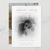 ソフトフェード白黒ロマンチック結婚写真 招待状 (正面/裏面)