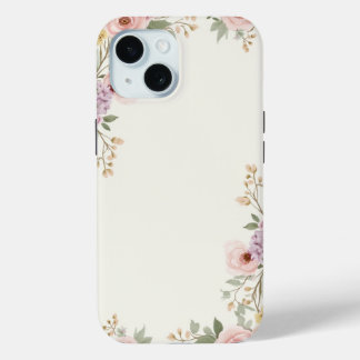 ソフトフラワーのエレガンス iPhone 15ケース