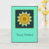 ソフトフラワーマンダラ誕生日カード カード (黄色い花)