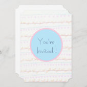 ソフトフローラつる植物ストライプチケットカード 招待状 (正面/裏面)