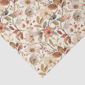 ソフトフローラつる植物パターンアイボリーの背景 薄葉紙 (詳細)