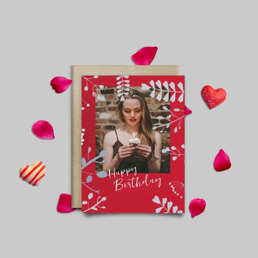 ソフトフローラフレーム誕生日カード 招待状