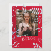 ソフトフローラフレーム誕生日カード 招待状 (正面)