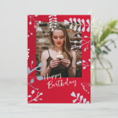 ソフトフローラフレーム誕生日カード 招待状 (スタンド正面)