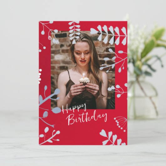 ソフトフローラフレーム誕生日カード 招待状 (スタンド正面)