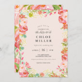 ソフトフローラブライダルシャワー招待ピンク 招待状 (正面/裏面)