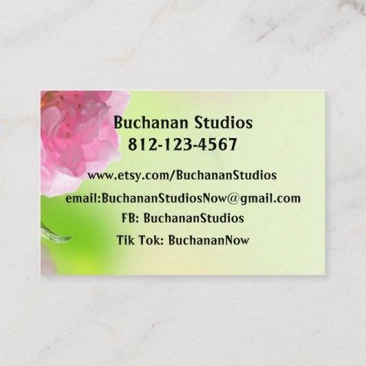 ソフトフローラユーロサイズウィメンズスタジオピンク 名刺 (裏面)