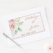 ソフトフローラロマンチックな緑のピンクマウヴ結婚ズ 長方形シール (封筒)