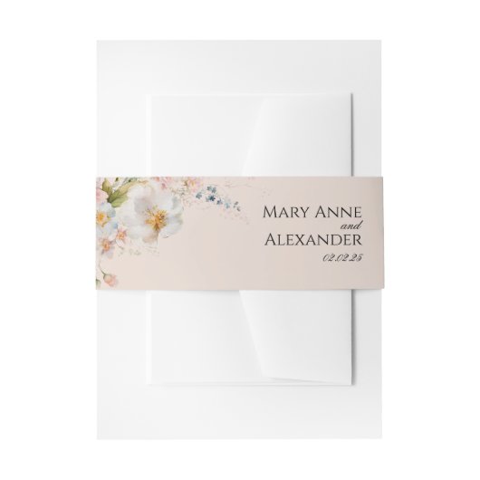 ソフトフローラ春の結婚式ベリーバンドラップ 招待状ベリーバンド (正面例)