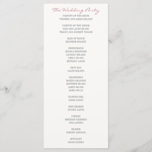 ソフトフローラ春水結婚色の式 プログラム (裏面)