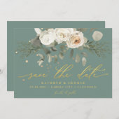 ソフトフローラ植物緑結婚セージ セーブザデート (正面/裏面)