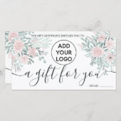 ソフトフローラ水色ピンクのロゴギフト券 (正面/裏面)