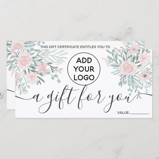 ソフトフローラ水色ピンクのロゴギフト券 (正面/裏面)
