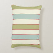 ソフトブエレガントルー、グリーン、クリームのストライプ アクセントクッション (裏面(縦))