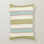 ソフトブエレガントルー、グリーン、クリームのストライプ アクセントクッション (正面(垂直))