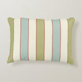 ソフトブエレガントルー、グリーン、クリームのストライプ アクセントクッション (裏面)
