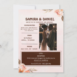 ソフトブラウンとクリームの花写真 招待状