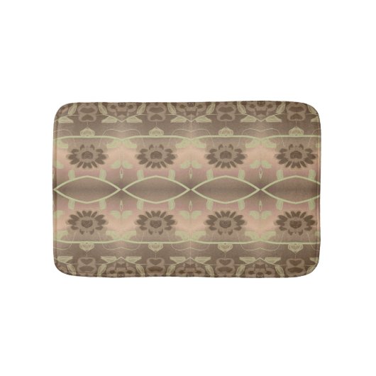 ソフトブラウンと桃を有するデザイナーフローラマット バスマット (正面)