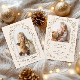 ソフトブラウンのボタニカル・ツルフレームのクリスマス2枚の写真 シーズンカード
