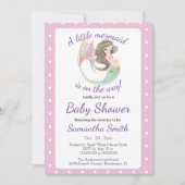 ソフトブラウンマーメイドベビーシャワーグリッターテーマ 招待状 (正面)