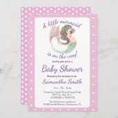 ソフトブラウンマーメイドベビーシャワーグリッターテーマ 招待状 (正面/裏面)