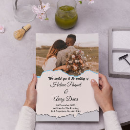 ソフトブラウンミニマリストのウェディングレセプション 招待状