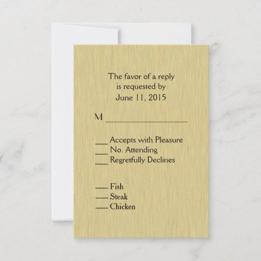 ソフトブラシ金ゴールドメニューRSVP 出欠カード (正面)