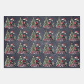 ソフトブラックのクリスマスブラック子猫 ラッピングペーパーシート (正面3)