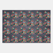 ソフトブラックのクリスマスブラック子猫 ラッピングペーパーシート (正面2)