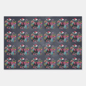 ソフトブラックのクリスマスブラック子猫 ラッピングペーパーシート (正面)