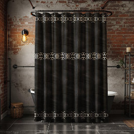 ソフトブラックフェイクスエードレザー シャワーカーテン