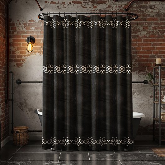 ソフトブラックフェイクスエードレザー シャワーカーテン