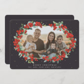 ソフトブラックレッドベリー+ユーカリのクリスマスフォト シーズンカード (正面/裏面)