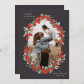 ソフトブラックレッドベリー+ユーカリのクリスマスフォト シーズンカード (正面/裏面)