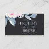 ソフトブラック赤面ブルーフローラ25TH ANY AGE誕生日 プレイスカード (裏面)